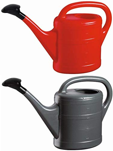 2X Gießkanne 5L ROT + ANTHRAZIT + 1x KÜHLSCHRANKMAGNET! Gießkannen Kunststoff für groß & klein, Garten & Zimmerpflanzen Gieskanne Gieskannen Giesskanne 5 Liter Watering Can Kinder Zimmergießkanne
