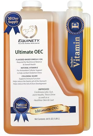 Ultimate OEC Horse Supplement – Omega 3, Vitamin E, Flaxseed Oil for Horses – Coat Defense, Joint & Hoof Support – Vet-Approved Equine Oil for Healthy Weight, Muscle & Recovery