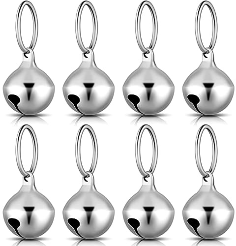 Hotop 8 Pièces Cloches d'Animal de Compagnie Décoration de Cloches d’Anneau Suspendu Traqueur d'Animal de Compagnie DIY Artisanat Accessoires pour Usage Quotidien Animal Domestique (Argent)