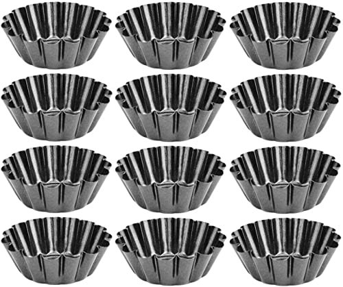 12 Pcs di Stampi di Crostate di Uova, Antiaderenti Forme per Crostatine, Riutilizzabile Stampo Crostata Cupcake Formine per Muffin, Stampo per Torta Cupcake, Stampi per budini, Dessert, Gelato