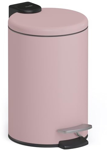 Stardis 3 liter pedalhink rostfritt stål, matt med automatisk sänkning, gångjärnslock, tyst stängande, softclose, med innerhink, kosmetikhink, sophink, soptunna, badrum (rosa)