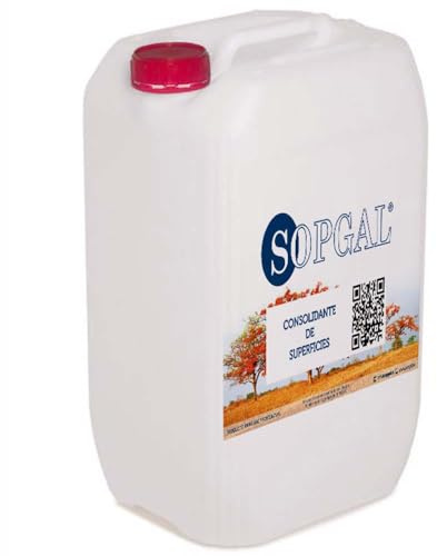Sopgal Consolidante de Superficies 10L Piedra Ladrillo y Morteros | Penetra y endurece sin formar capa ni alterar el color. Soluciona los problemas de polvo y arenillas en muros dañados.