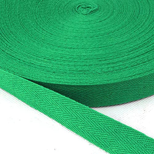 Baumwolle Schrägband,50 Yards x 10mm Einfassband Köperband Nahtband Baumwollband Textilband Fischgrätenband Köperband Wimpelband Twillband Webbing Band für Schneidern DIY-Nähen Basteln,Grün