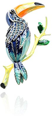 Brosche Clips Broschen Anstecknadel Broschennadel Dekorative Europäische Und Amerikanische Retro-Emaille-Papagei Phoenix Specht Tukan Pfau Männer Und Frauen Anzug Pin Brosche Blume,Blauer Tukan
