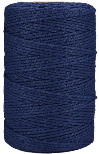 Cuerda de cordel, 500 pies de algodón para carniceros de cordeles de cocina para manualidades, asar regalos, decoración de bricolaje, jardinería, materiales de embalaje, azul marino