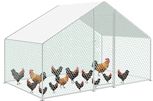 Randaco Hühnerstall Freilaufgehege mit Schloss Außengehege Voliere Verzinkter Stahl Freigehege Hasenstall Kleintiergehege 3x2x2m (LxBxH) Sonnendach