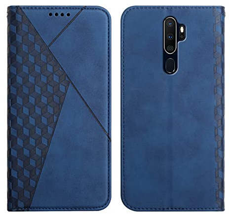 KOUYI Cover per Oppo A9 2020, Custodia Portafoglio,Cover Libro,Pelle Flip/Folio Case con [Funzione di Supporto] [3-Scheda Slot] [Magnetica] Antiurto (Blu)