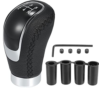 X AUTOHAUX Universal 5 Speed Auto Car Gear Lever Shifter Stick Shift Black | PU Leather, Manual stick shift knob