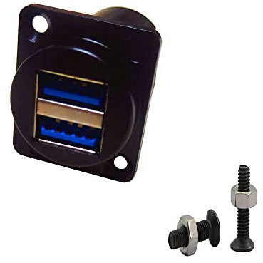 SHANFEILU Presa USB 3.0 D per montaggio a pannello, doppia porta USB senza saldatura, serie D-Type Connettore femmina a femmina, adattatore pass-through con viti