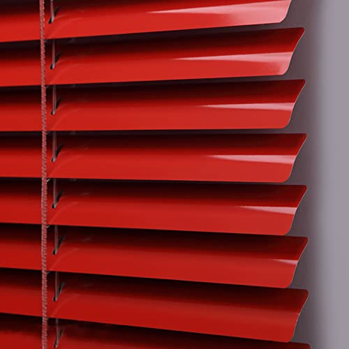 Alu Jalousie,Rote Aluminium-Jalousie,Verdunkelungsrollos,Heimbüro Tür Fenster Rollo Jalousette,Privatsphäre,Licht- und Blendschutz Lamellen-Rollo,mit Wendestab,Anpassbar (W100xH100cm(39x39in))