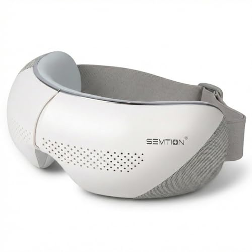 SEMTION Eye Massager with Heat for Migraines Relief Heated Eye Mask for Dry Eyes, Eye Strain Relief, Birthday/Mothers Day Gifts for Women Mom(White)