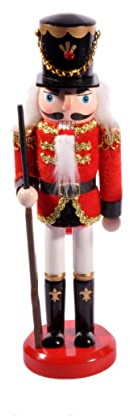 Ciao Christmas Nutcracker Toy Soldier Halberdier (24cm) Wooden Decoration with Fabric, Red/Black