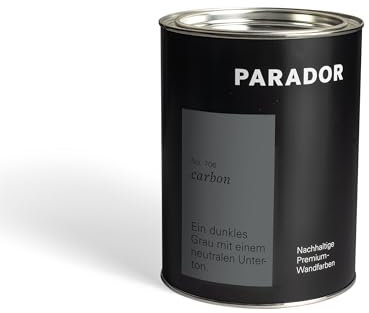 Parador Wandfarbe Carbon grau dunkel 2,5 L - nachhaltige Premium Innenfarbe matt - hohe Deckkraft tropffest spritzfest ergiebig schnelltrocknend geruchsneutral vegan
