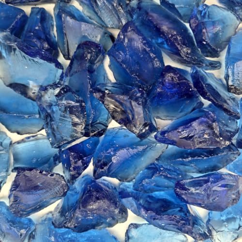 Generisch Gabionenstein Gartendekoration Glasbrocken, Glassteine Farben, 3-5cm Blue (10)