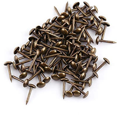 100 Stück Polsternägel Antik Messing Finish Polsternägel Stifte Möbelstifte für Polstermöbel Korkbrett oder DIY-Projekte (6 * 14mm)