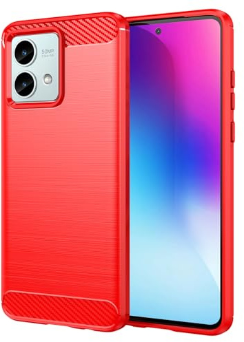 SCL Funda para Moto G84 Funda Motorola G84, [Rojo] Exquisita serie de diseño de carbono con tecnología antiarañazos y absorción de golpes, adecuada para lápiz óptico