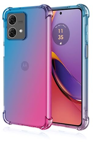 Dedux Funda para Motorola Moto G84 5G, [Refuerzo de Cuatro Esquinas] Carcasa Gradiente Transparente TPU Suave Funda Case (Azul/Rosa)