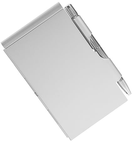 Schulbeginn Party Kleines Metall Notizbuch mit Stift, Silber, Tragbar | Taschenformat mit Stifthalter, Papierseiten für Notizen, Kreatives Design, Sauber Verarbeitet und Leicht zu Nutzen