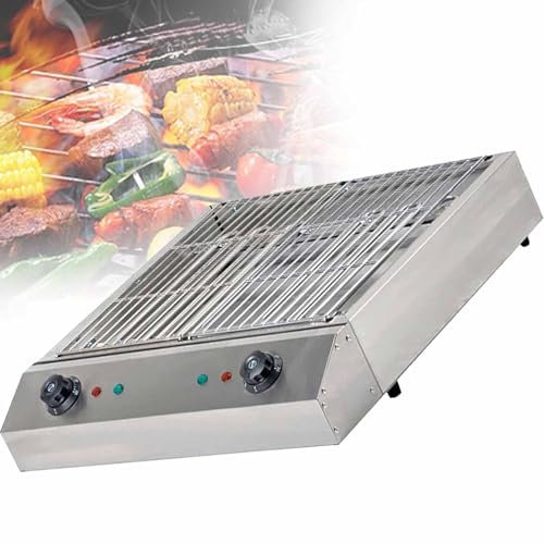 Parrilla sin humo Barbacoa eléctrica portátil,Parrilla de cocina interior,Parrilla interior de acero sin humo,Control de temperatura ajustable,para cafetería restaurante fiesta buffet,D082-110V