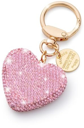 CHUQING Rosa Glitzernder Herz Schlüsselanhänger,Strass-Schlüsselanhänger Autoschlüsselanhänger für Frauen Ringriemen mit Anhängern,Autoschlüssel-Dekoration