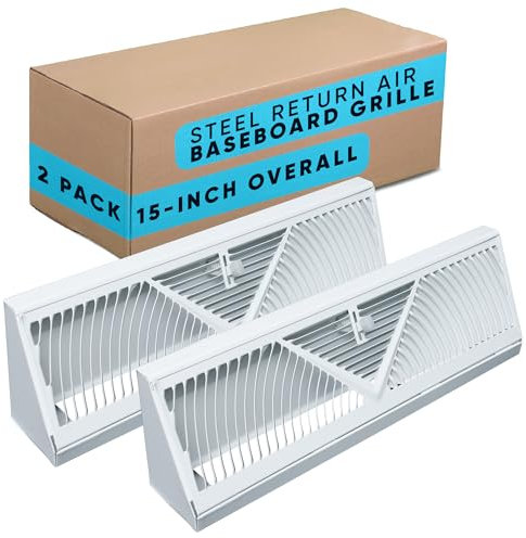 Handua 38,1 cm Eck-Bodenleisten-Register | rundes Luftstrom-Design | Register Vent Cover Grill | Verstellbarer Hebel für Luftstromkontrolle | Weiß