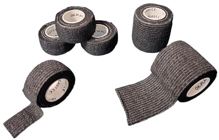 6x Ok-plast Fingerpflaster Set (4 STK. 2,5 cm + 2 STK. 5 cm Breit | Selbsthaftend | Klebt nicht auf Haut & Haare (4 STK. 2,5 cm Breit + 2 STK. 5 cm Breit, Schwarz)