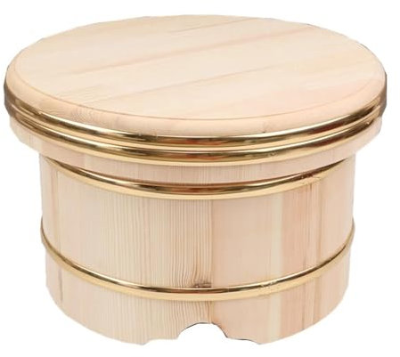 De Madera Arrocera Sushi Con Tapa Japonés Hangiri Sushi Oke Recipiente Para Mezclar Arroz Contenedor Sushi Cubo Para Arroz Con Banda De Cobre Para Casa Cocina Sashimi Tienda De Sushi, Large