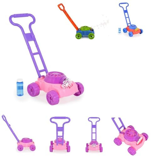Moni Spielzeug Rasenmäher Bubble, Seifenblasenfunktion, Kunststoff, ab 3 Jahren rosa