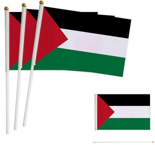 Haowul 50 Piezas Palestina Pequeña Bandera De Onda De Manos 8.3 x 5.5 Palestina Bandera Nacional Pequeña Bandera Waving Indoor Outdoor Home Decor