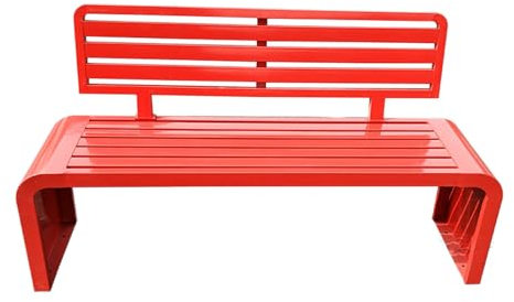 GAMAK Gartenbank Wetterfest Sale, Gartenbank Metall Wetterfest für Garten, Vorgarten Stadt Dorf Gemeinde mit Rückenlehne & Armlehne, Eisenbank für 3 Sitzer (Color : Red, Size : 150cm)
