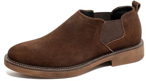 Nya äkta läder andningsbara mäns vardagliga slip-on låg-topp mockaskor, Brun, 39.5 EU
