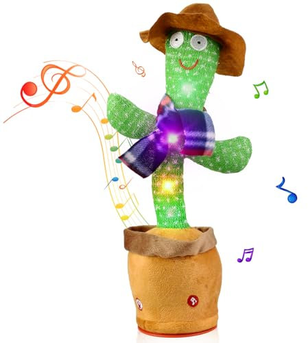 TLYYUKP Cactus Toys Age 1-6 Boys Girls Singing Dancing Repeats What You Say Cactus Toy Light-up Sensory Plush Toys Birthday Gifts Present for 1 2 3 Year Old Boys Girls Kids Age 3+