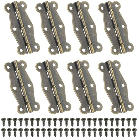 PATIKIL Paquete de 8 Bisagras Pequeñas Vintage de 2 Bisagras Marrón | Decorativas de Mariposa de 180 Grados, para Caja de Joyería, con Tornillos, para Armario Caja de Madera Cajón Artesanal
