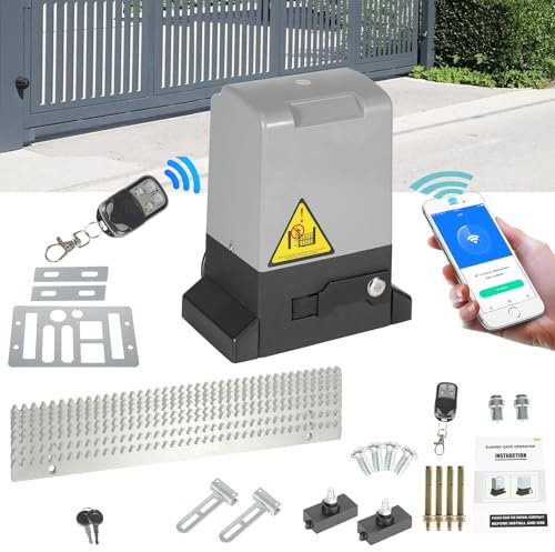 Ikodm Elektrischer Schiebetorantrieb 370W torantrieb Garagentoröffner bis 800kg, mit 2 Fernbedienungen und Automatische Schließfunktion für Hotelbis, Fabrik