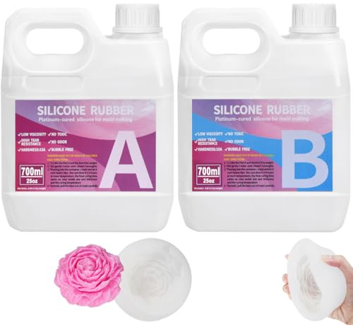 1400ml 15A Kit de Fabrication de moules en Silicone, Caoutchouc de Silicone Liquide pour Le Moulage, Non Toxique, Facile à Utiliser, Caoutchouc de Silicon de Moulage catalysé au Platine，1:1 par Poids