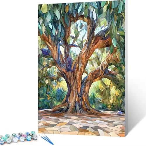 Paint by Numbers for Adults, Children, Beginners, Tree Hobbies for Adults Women DIY Gift Arts Kits with Brushes and Acrylic Pigment, Colour by Numbers for Adults 16x22in Plant [Without Frame] Z - 3