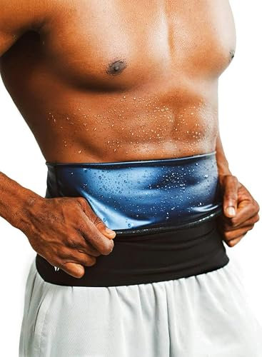 REMEBSWEAT Taillentrimmer für Herren, Saunagürtel, Neoprenfreier Taillenmieder, Sauna-Schlankheitsgürtel, Sauna-Schweiß-Workout-Shape, Blau, Small