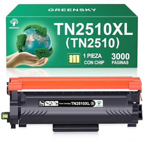GREENSKY TN2510 TN2510XL Toner TN 2510XL TN-2510 XL Compatibile con Brother HL-L2400DWE HL-L2400DW HL-L2445DW DCP-L2627DWE MFC-L2800DW DCP-L2660DW DCP-L2665DW MFC-L2827DWXL MFC-L2860DWE (1 Nero)