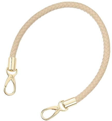 QUARKZMAN fickhandtag fickhandtag, 50 cm kort flätad väskrem PU reservhandtag läderhandväska rem för handväskor (beige rosa rem guldlås)