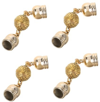 KONTONTY 4 Pcs DIY Magnetic Clasps for Jewelry Making Necklace Magnetic Buckles Gold Color 12mm for Women DIY Necklace Repair and Craft