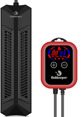 fishkeeper Aquarium Heizung, Intelligent Heizstab Aquarium, Tauchsieder mit Thermostat & Einstellbarer Temperatur, LCD-Display, Überhitzungs- und Trockenlaufschutz, 300W für 150L-300L Süß-/Salzwasser