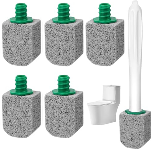 DWFEYOI 6 Pezzi Pietra Pomice Naturale Pulizia con Manico,Pietra Pomice per WC, Pomice a Testa Tonda Può Essere Utilizzato per Pulire Le Macchie in Bagni, Toilette, Lavello, Cucine e Piscine