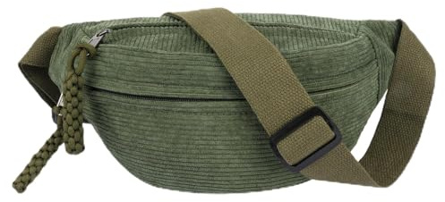 Marsupio da Donna in Corda,Borsa a Tracolla Marsupio con Cintura Regolabile,Borsa in a Coste Marsupio, Marsupio da Donna Uomo Verde, per Gli Sport All'Aperto, i Viaggi e Il Lavoro Verde