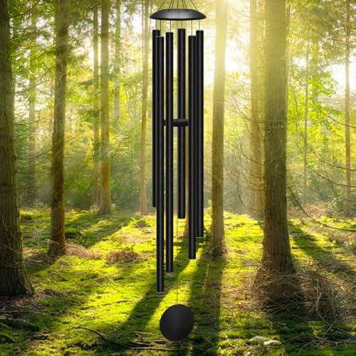 66 Extra Large Wind Chimes for Outside Deep Tone, 6 Thick and Bold Aluminum Tubes Tuned Relaxing Melody Wind Chime, Big Wind Chimes for Garden Patio Decor, Great Gift Idea for Mother's Day (Black)
