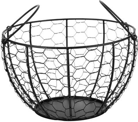 ELAYARD Cesto in Ferro Resistente alla Ruggine Grande Capacità Vintage Nero Multifunzionale per Uova e Frutta per Cucina e Traslochi