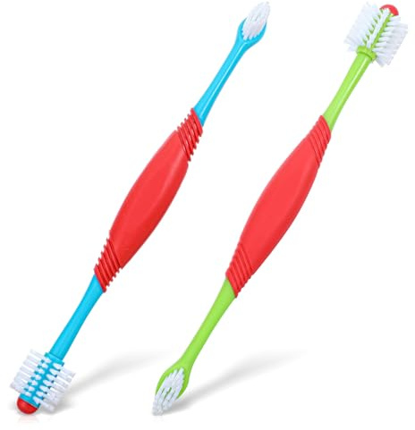 2 PCS Dog Teeth Cleaning Brush, 360 Degree Dog Tooth Brush, Dual Head Dogs Toothbrush, Dogs Cleaning Tooth Brushing Kit, Designed for Pet Teeth Care, Keep Pet TeethClean for Small and Large Dogss