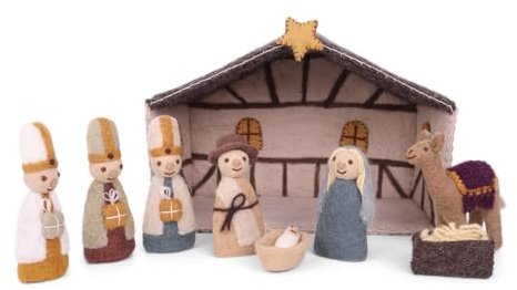 Gry & Sif Krippenfiguren aus Filz I handgemacht & Fairtrade | dänisches Design I Weihnachtsdeko Figuren, Weihnachtskrippe, Krippenspiel Kinder