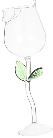DECORNIJIA Creative Rose Design Cocktail Glass Transparent Goblet for Party Wine Stylish High Stem Crystal Glass for Red Wine Brandy Home and Restaurant Decor