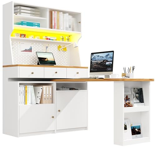 KecDuey Armario de cocina 137 x 45 x 178 cm, buffet de cocina alto, buffet multiusos, armario de mesa, armario de aperitivos, escritorio, armario de almacenamiento con dos puertas y tres cajones