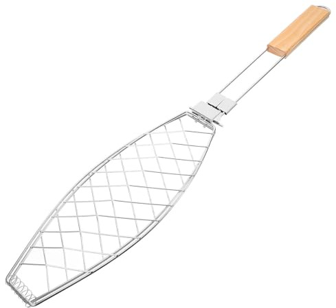 HOMSFOU Panier à Griller en Acier Inoxydable pour Barbecue, Panier Grillades Poisson Multifonction, Grille Amovible pour Cuisson en Plein Air, Accessoire Barbecue pour Camping et Maison